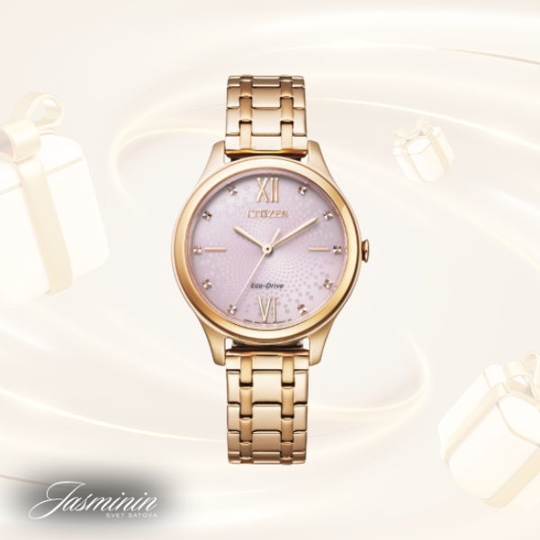 CITIZEN EM0503-75X ženski sat Elegance Rose Gold Eco-Drive Lightrose Dial 32mm
